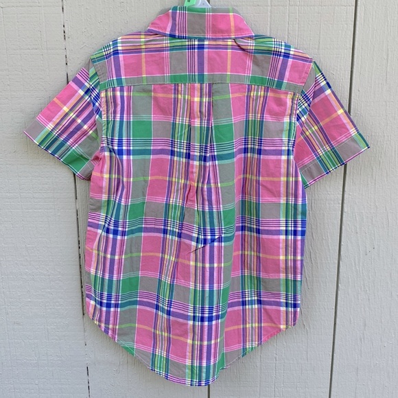 🌞Polo Ralph Lauren boys plaid multi color short sleeve 💯cotton shirt size 5 - Picture 2 of 9